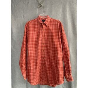 Brooks Brothers 346 Men’s Non-Iron Button Down Shirt Medium M Orange Plaid
